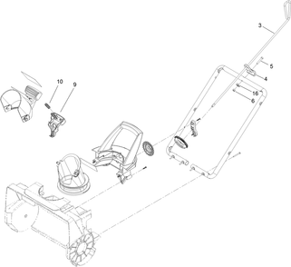 Chute Assembly Diagram and Parts List for 38303 318000001 - 318999999 Lawn Boy Snow Blower